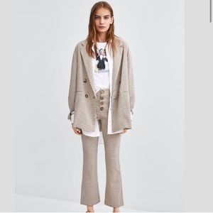 Zara Cropped Flare Plaid Pants